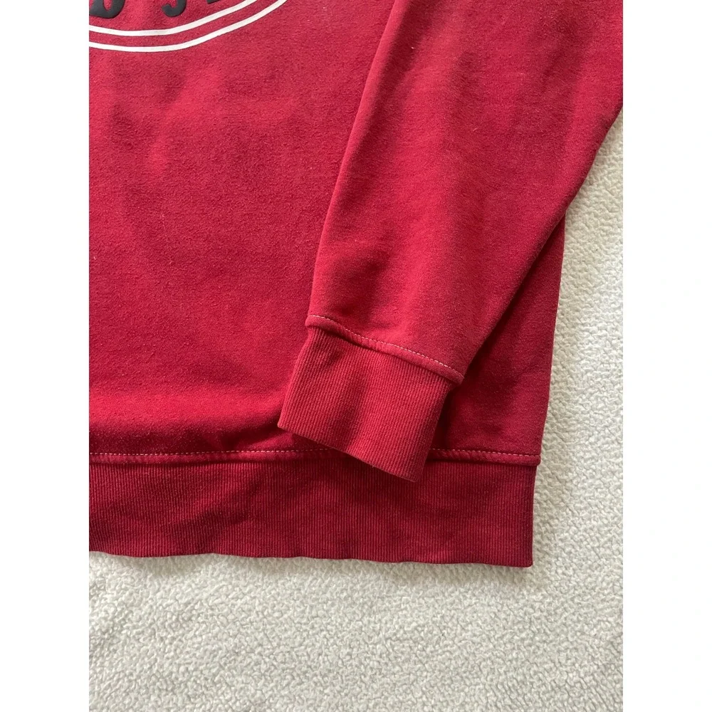 True Religion Mens Large Zip Hoodie Red Buddha Logo Back Graphic Sweatshirt